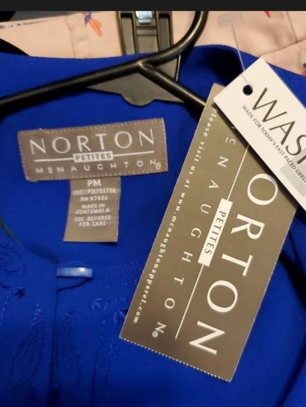 NWT Norton McNaughton Blouse Embroidered Blue Button Up Medium Petite Top - Picture 4 of 7